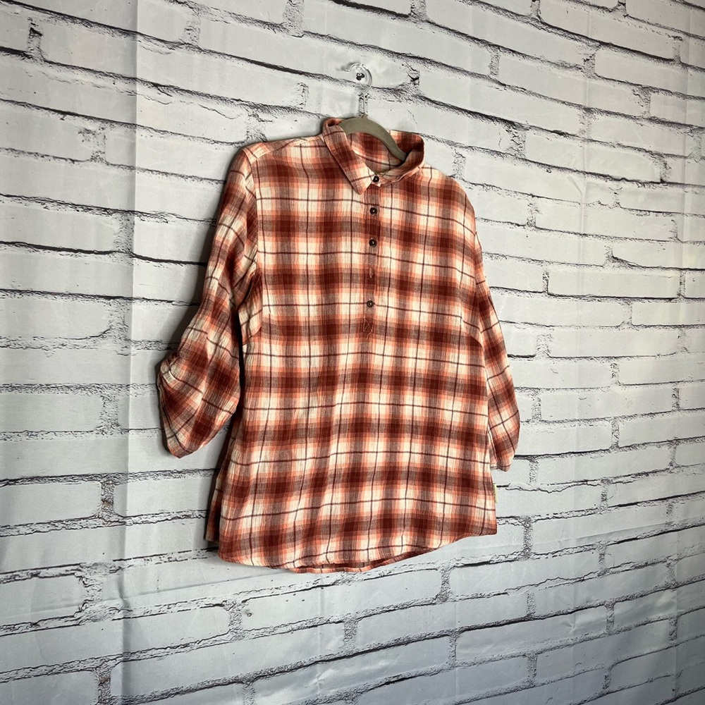 Royal Robbins Red and White Plaid Casual Button Down Shirt SZ L Streetwear Relax - Picture 2 of 14
